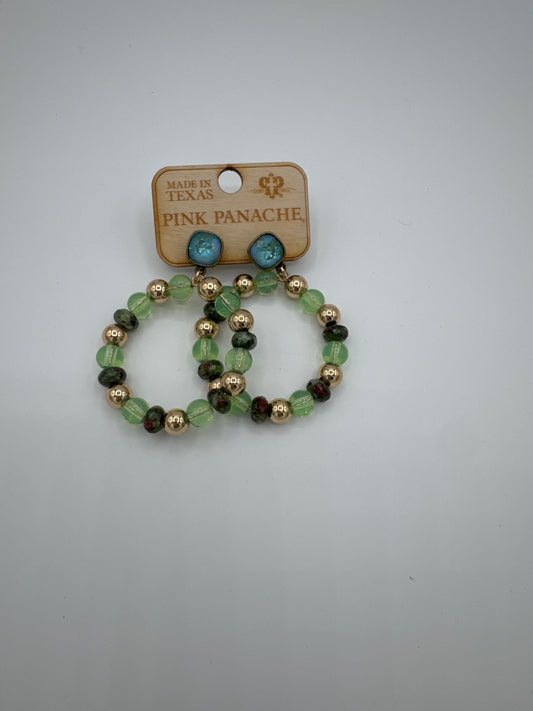 Green round bead earring