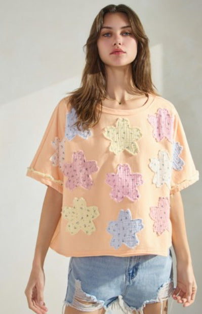 Patchwork Short Sleeve Pullover Top
