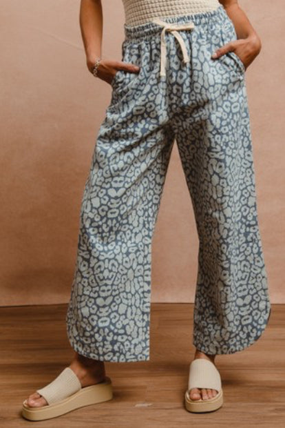 Washed Leopard Pattern Pants