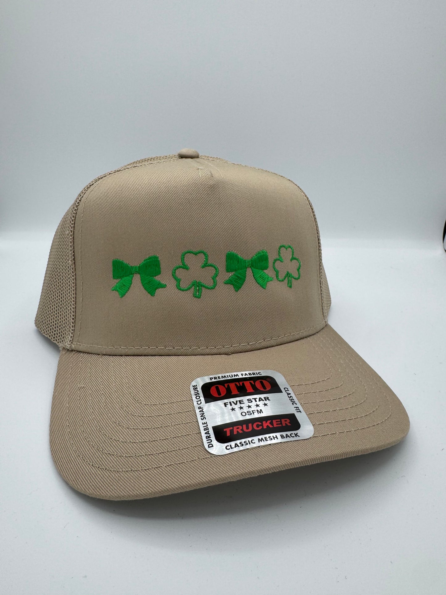 Shamrock and Bow Embroidered Hat