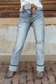 Vintage Stone Wash High Rise Distressed Cuffed Boyfriend Jeans (28in Inseam)