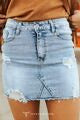 Denim Stretch Skirt W Distressed