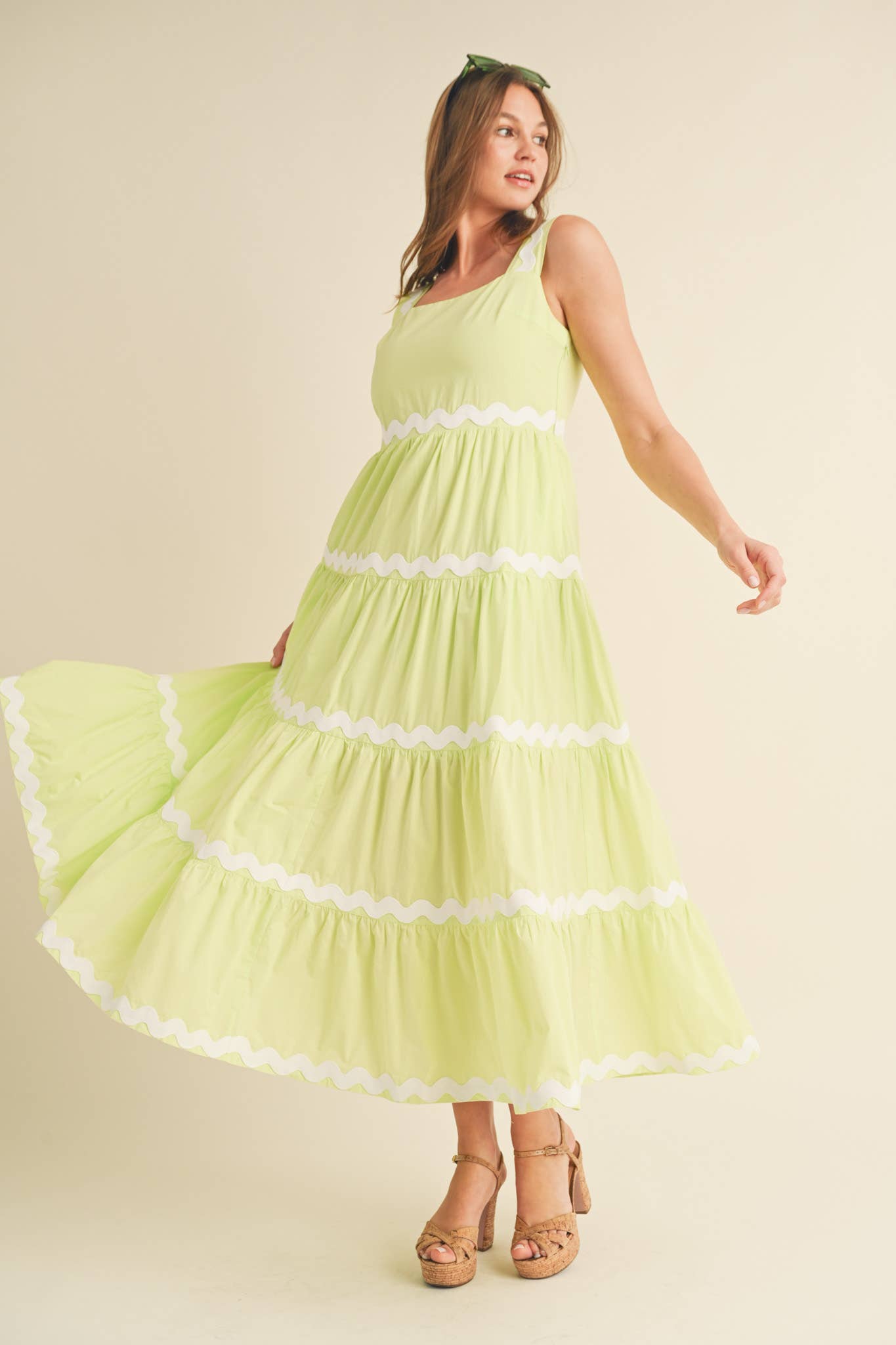 &MERCI - TIERED RIC RAC TRIM MIDI DRESS MDR3074