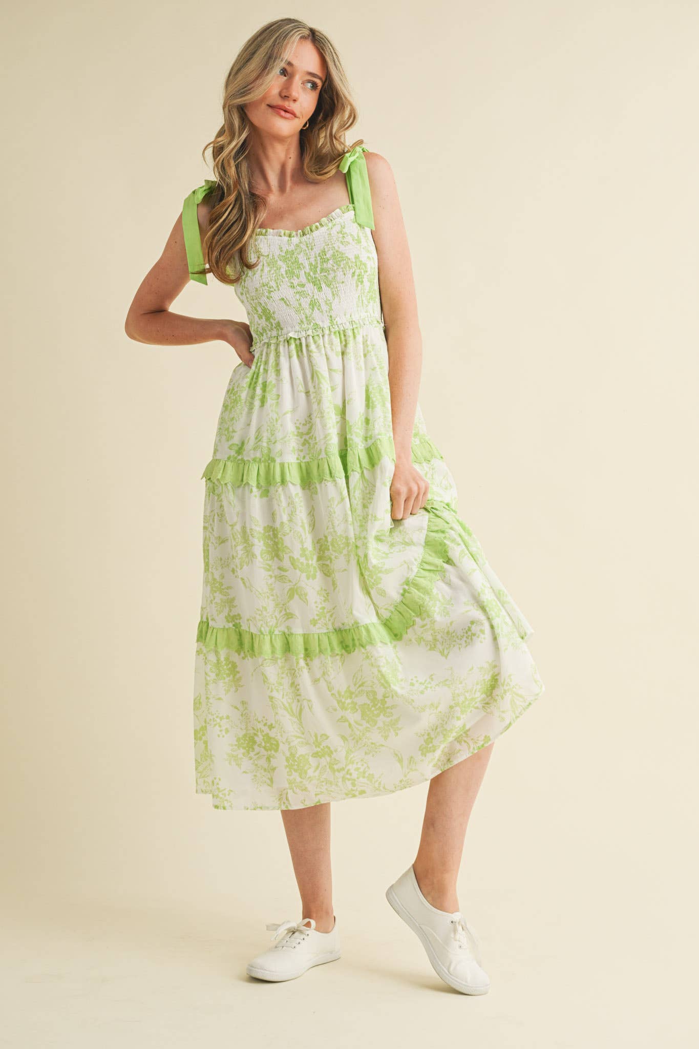 &MERCI - EXCLUSIVE PRINT FLORAL TIERED SCALLOP TRIM DRESS MDR4083