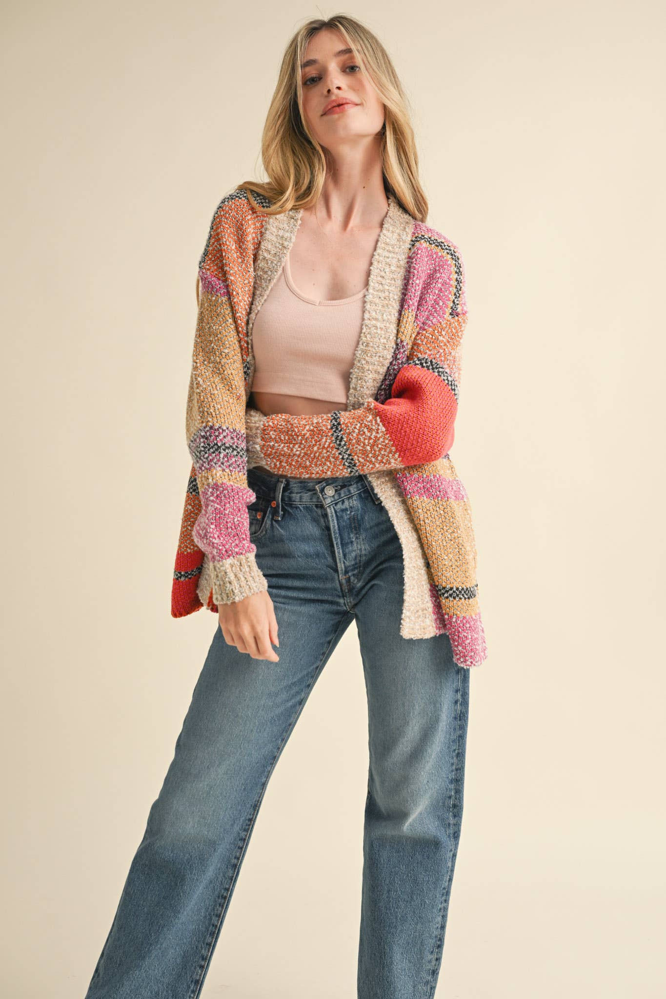 &MERCI - OVERSIZED COLOR BLOCK CARDIGAN MSW10038