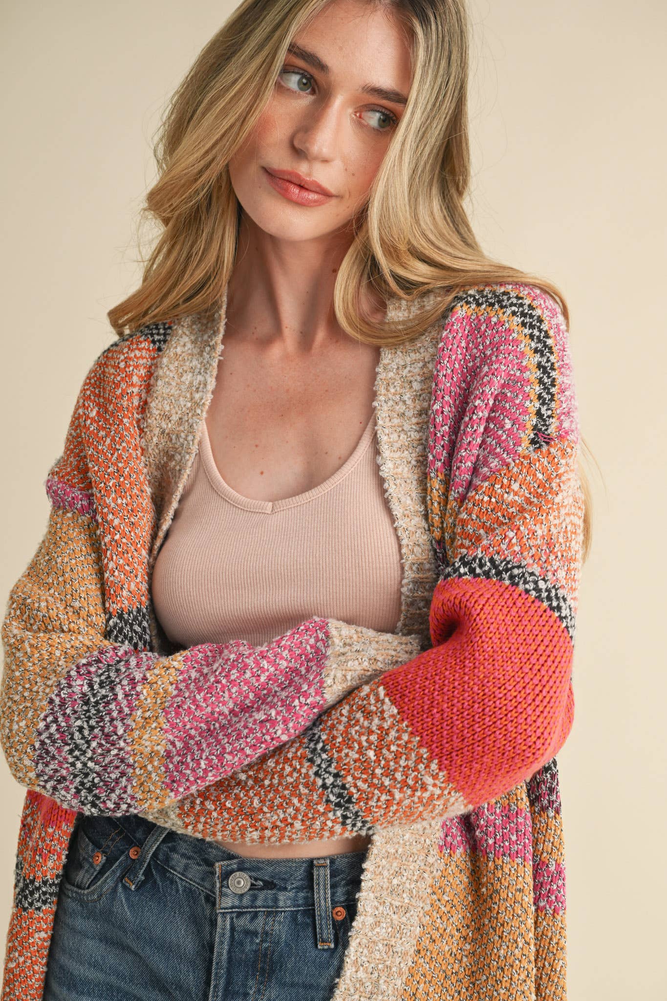 &MERCI - OVERSIZED COLOR BLOCK CARDIGAN MSW10038