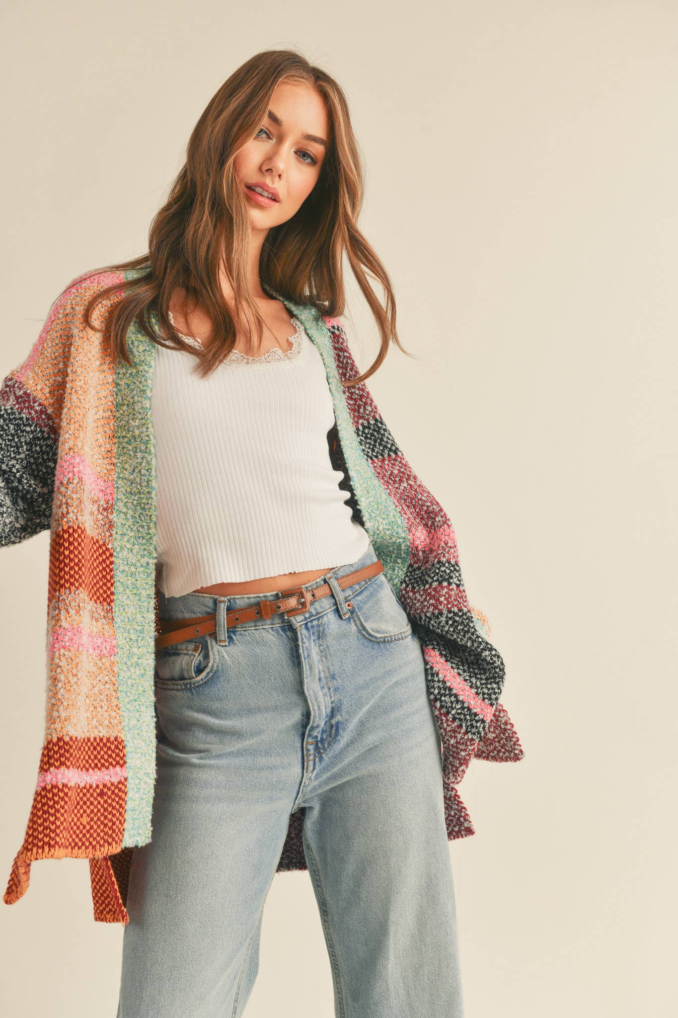 &MERCI - OVERSIZED COLOR BLOCK CARDIGAN MSW10038