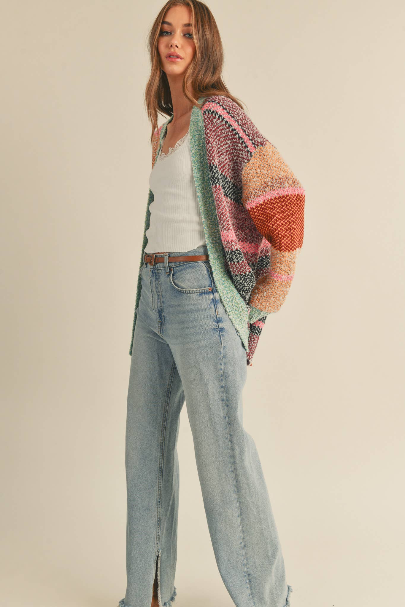 &MERCI - OVERSIZED COLOR BLOCK CARDIGAN MSW10038