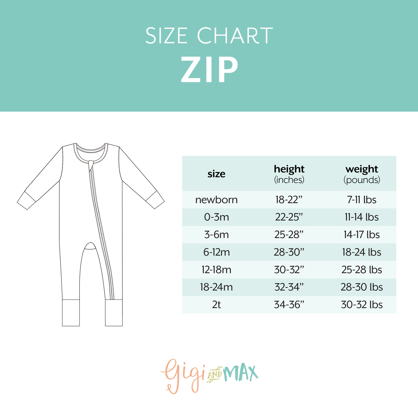Gigi and Max - Axel ZIP Bamboo Sleepies Little Baby Outfit Bamboo