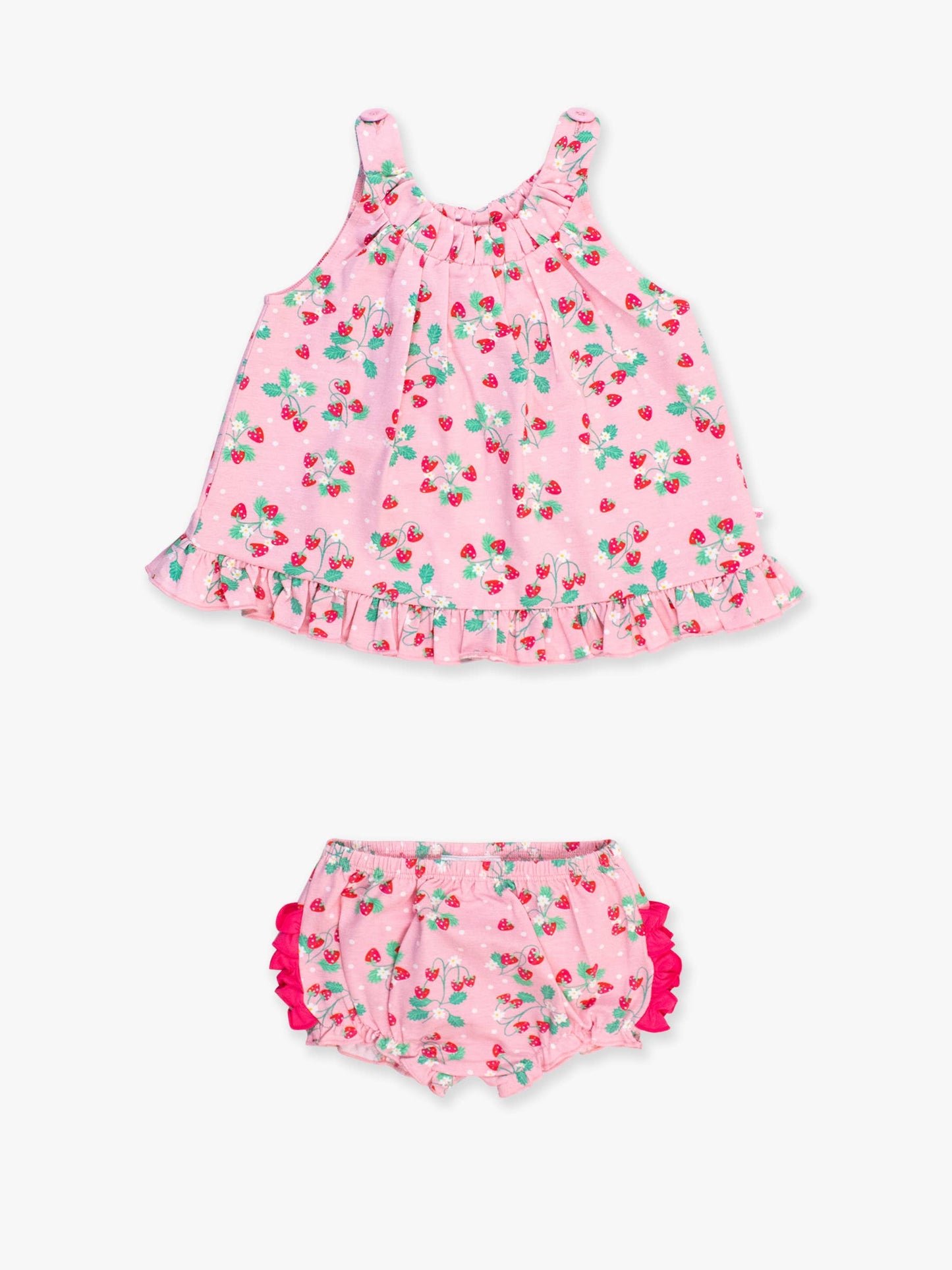 RuffleButts + RuggedButts - Baby Girls Strawberry Knit Top and Bloomer Set