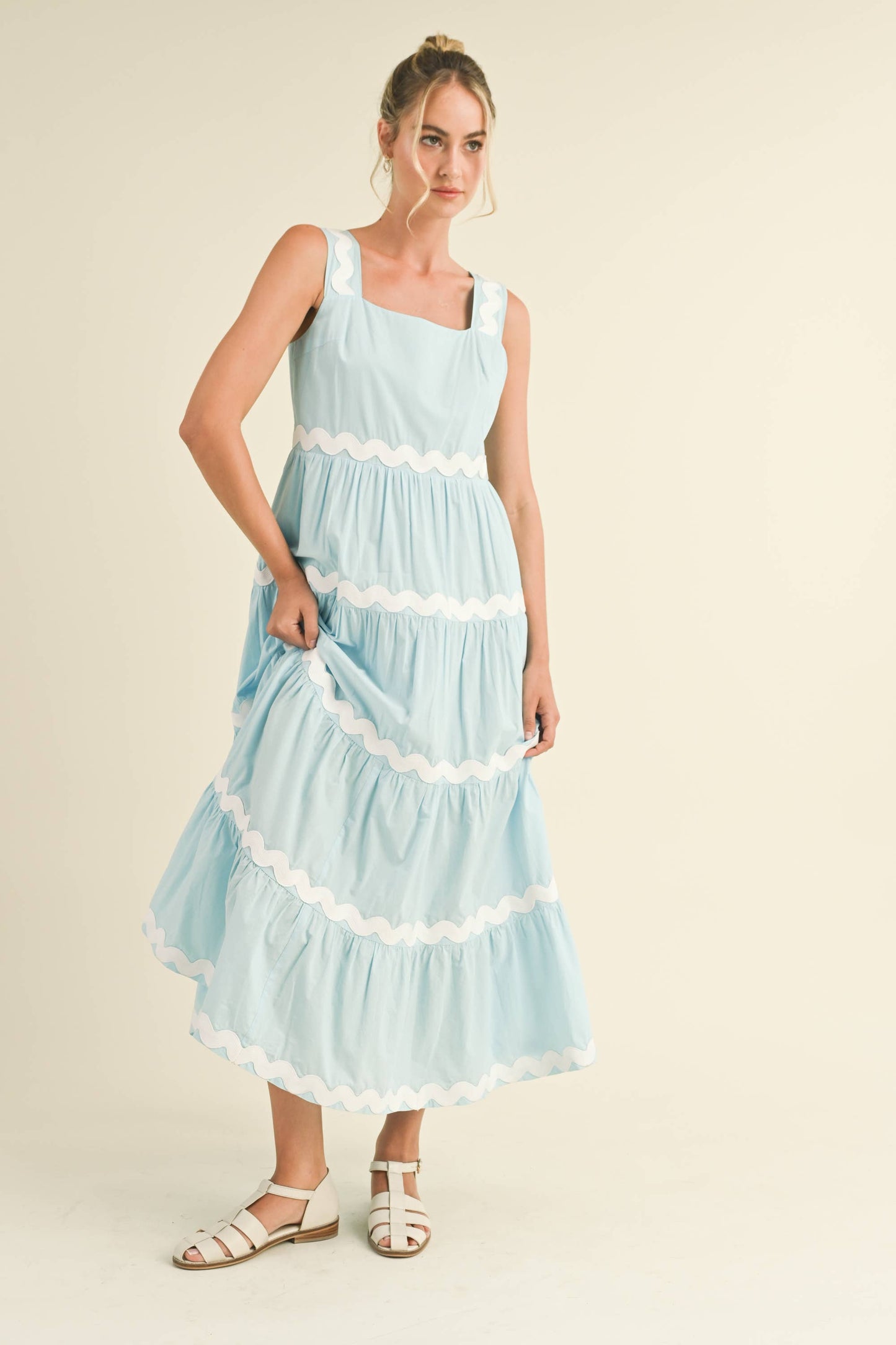 &MERCI - TIERED RIC RAC TRIM MIDI DRESS MDR3074