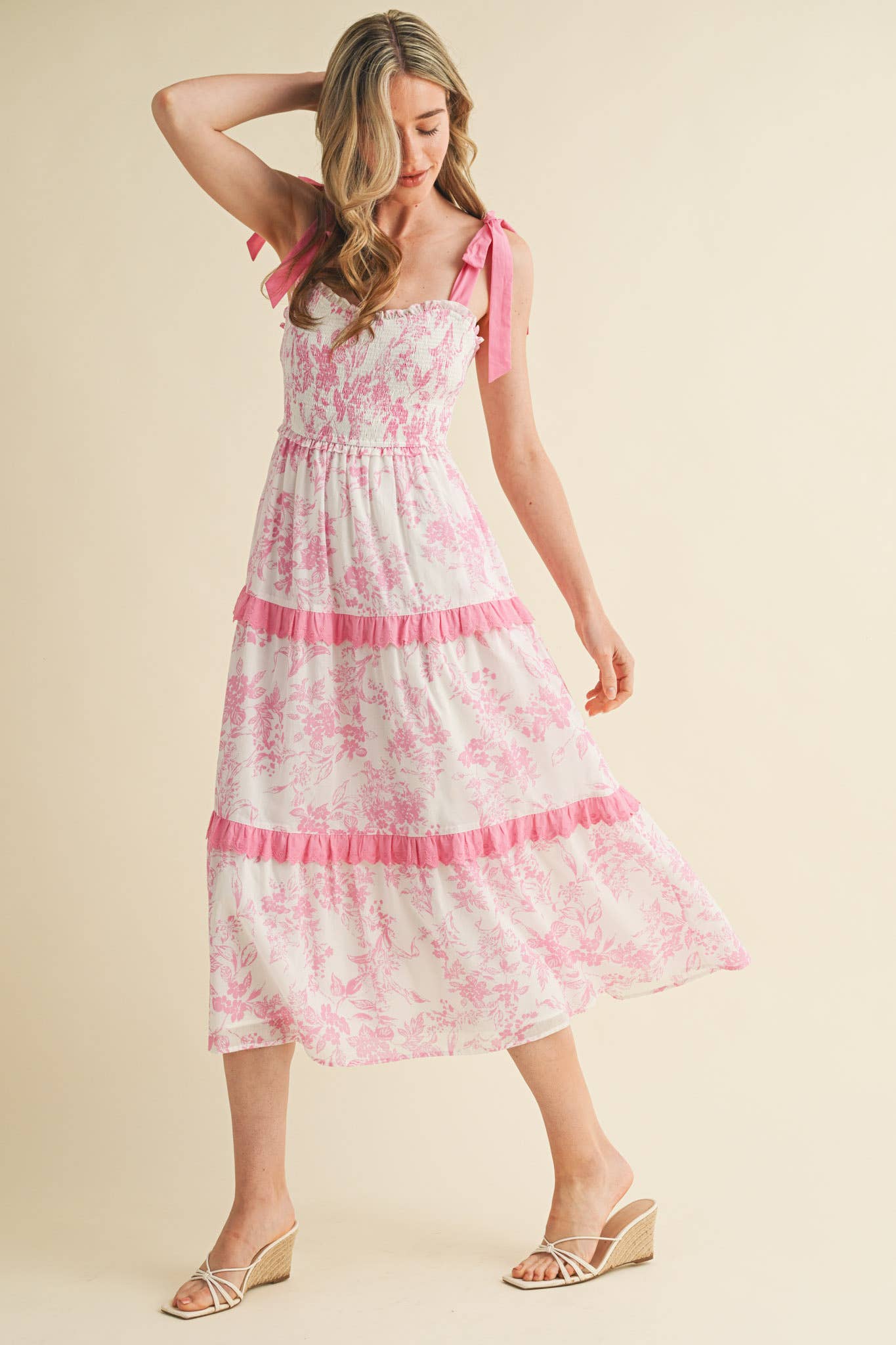 &MERCI - EXCLUSIVE PRINT FLORAL TIERED SCALLOP TRIM DRESS MDR4083