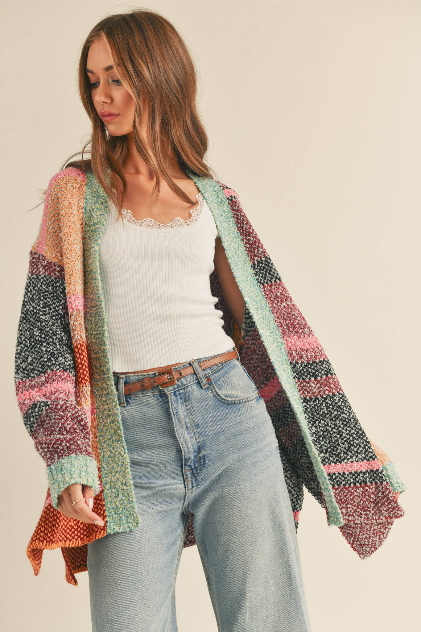 &MERCI - OVERSIZED COLOR BLOCK CARDIGAN MSW10038