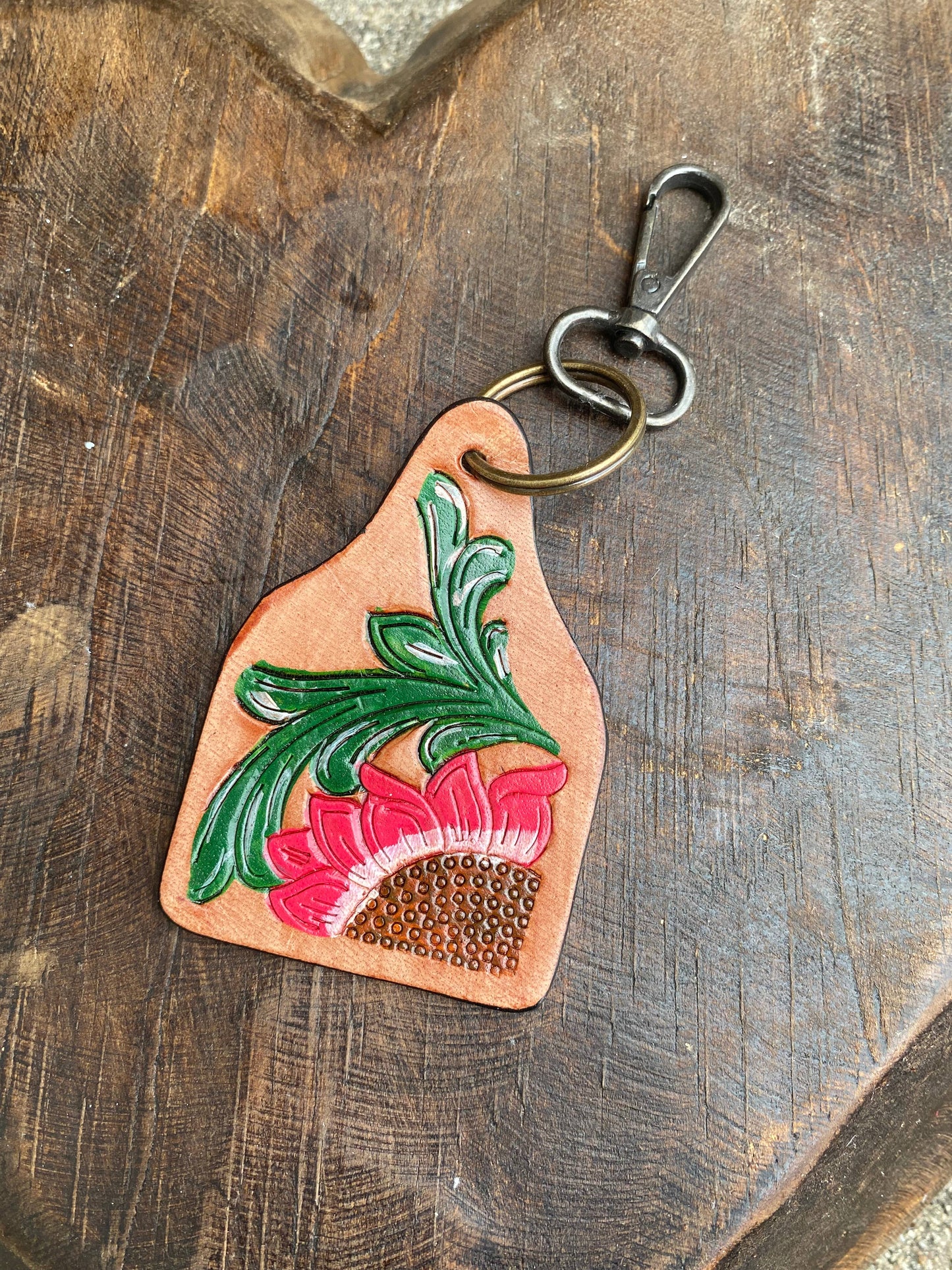 Western Linens - Fuscia Flower Keychain