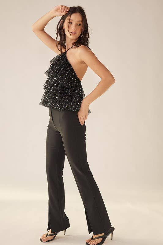 idem ditto - IRIDESCENT SPARKLING STAR PATTERNED HALTER TOP