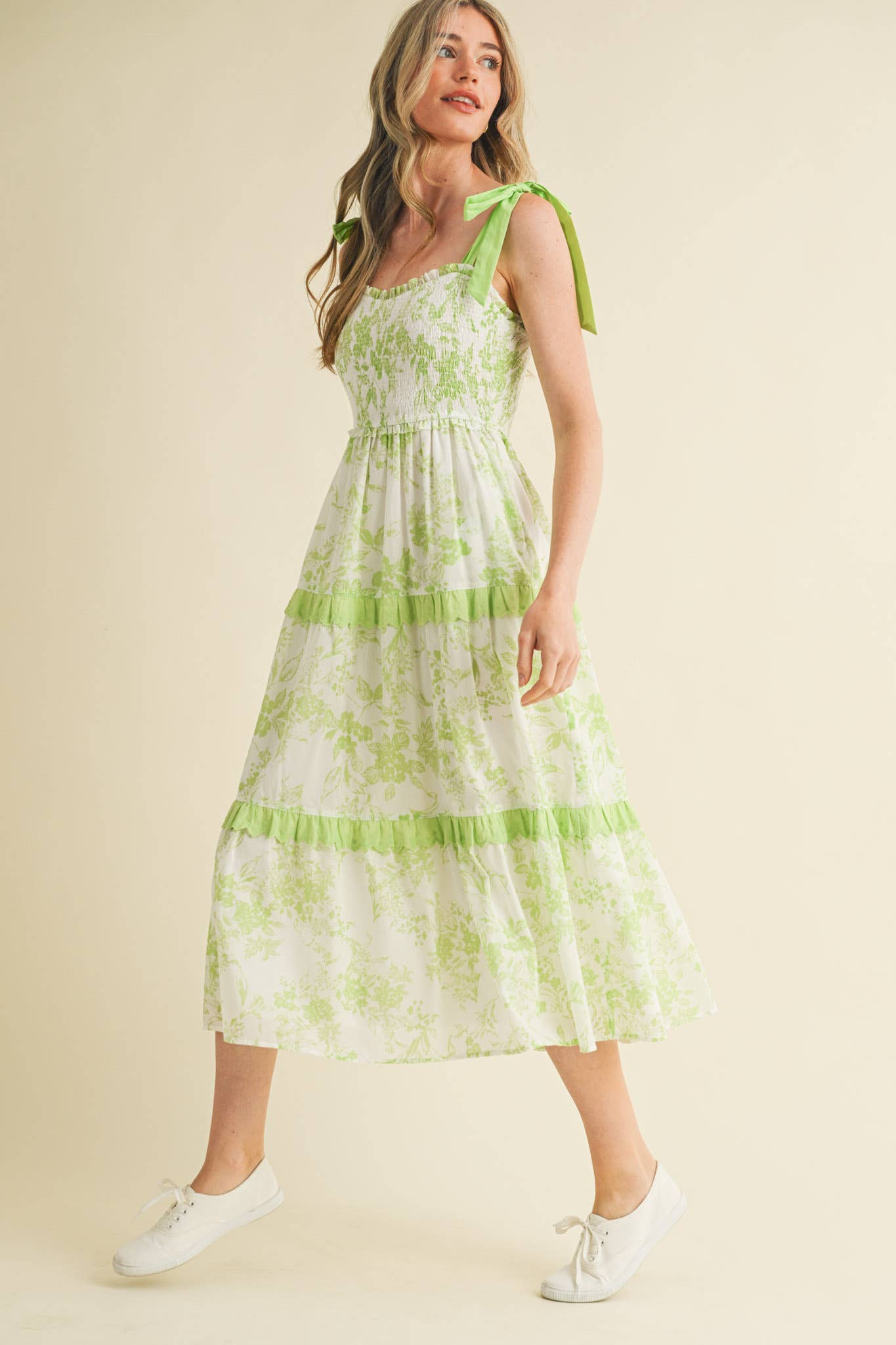 &MERCI - EXCLUSIVE PRINT FLORAL TIERED SCALLOP TRIM DRESS MDR4083