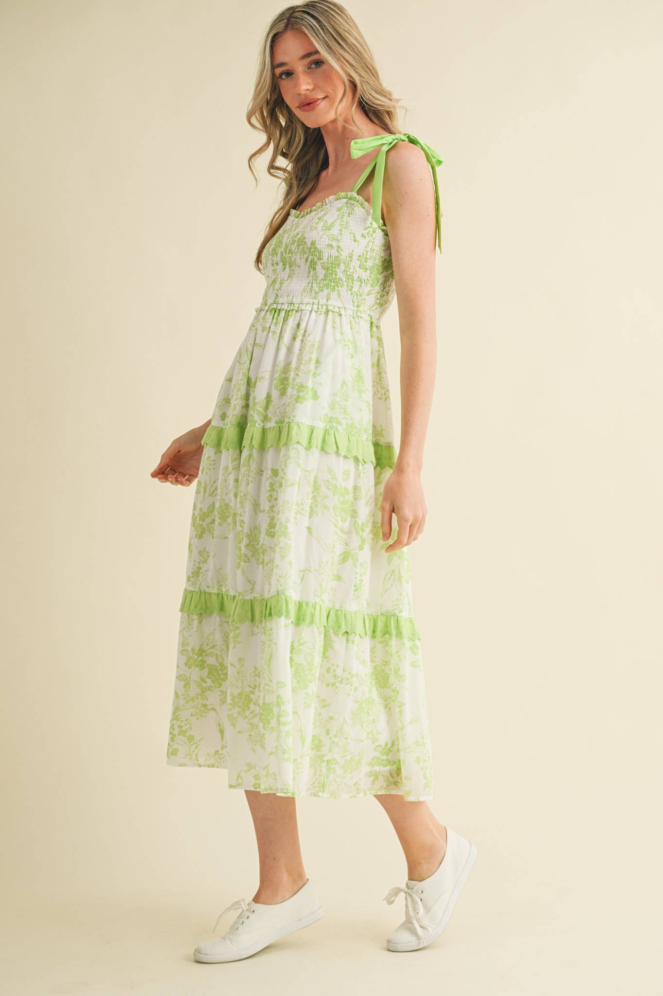 &MERCI - EXCLUSIVE PRINT FLORAL TIERED SCALLOP TRIM DRESS MDR4083