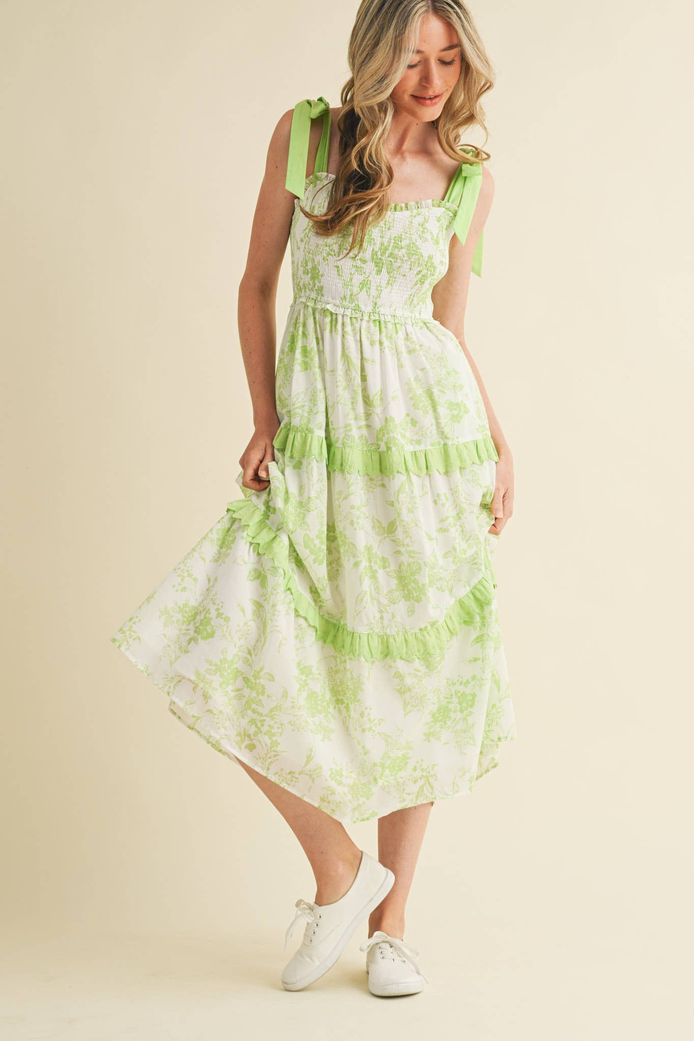 &MERCI - EXCLUSIVE PRINT FLORAL TIERED SCALLOP TRIM DRESS MDR4083