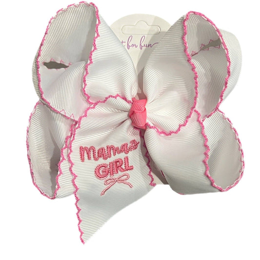 Just For Fun Threads - Mama’s Girl Embroidered Hair Bow