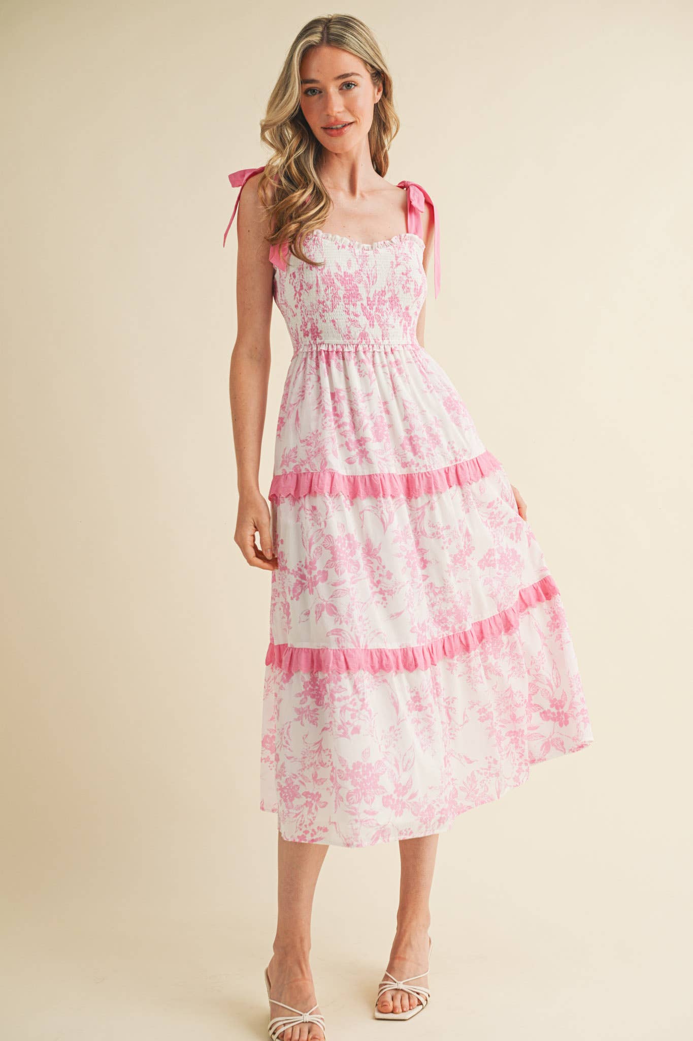 &MERCI - EXCLUSIVE PRINT FLORAL TIERED SCALLOP TRIM DRESS MDR4083