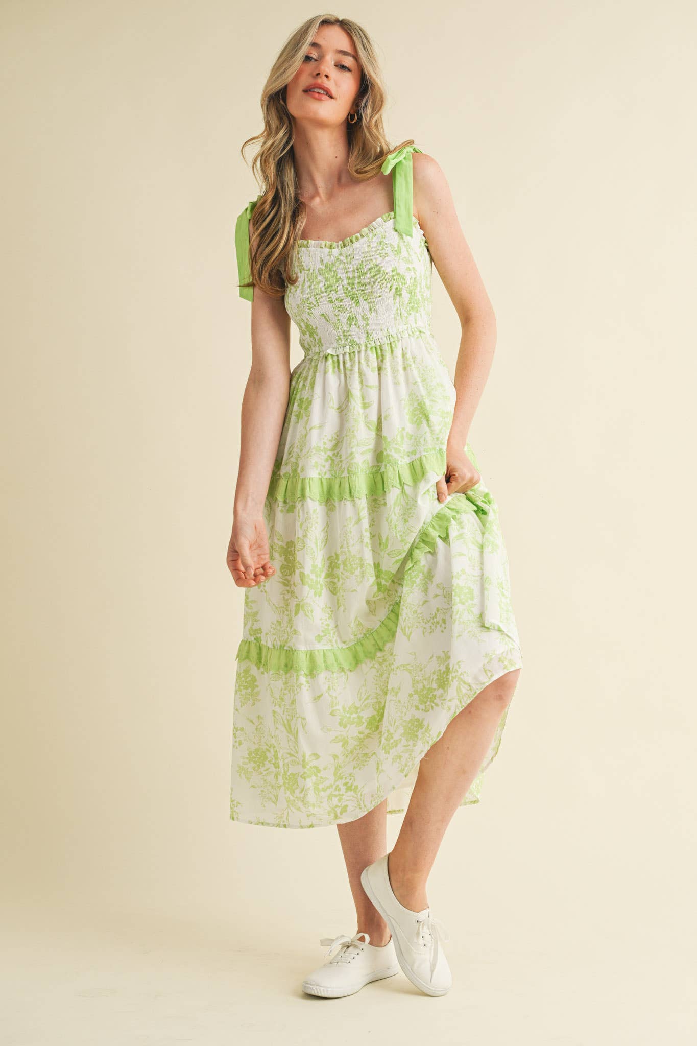 &MERCI - EXCLUSIVE PRINT FLORAL TIERED SCALLOP TRIM DRESS MDR4083
