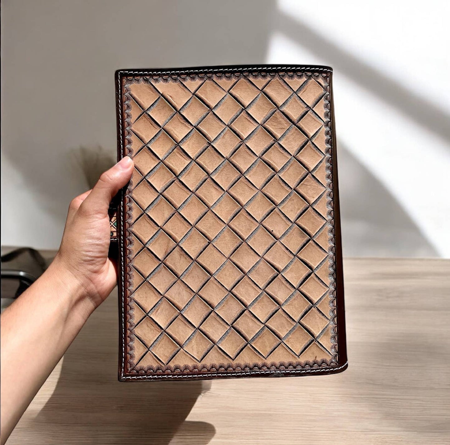 Western Linens - Texas tooled leather Bible cover 