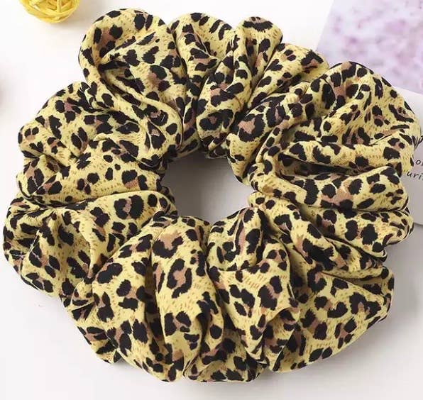 Jumbo Large Print Scrunchies - Pillow Scrunchie: Blue Cheetah