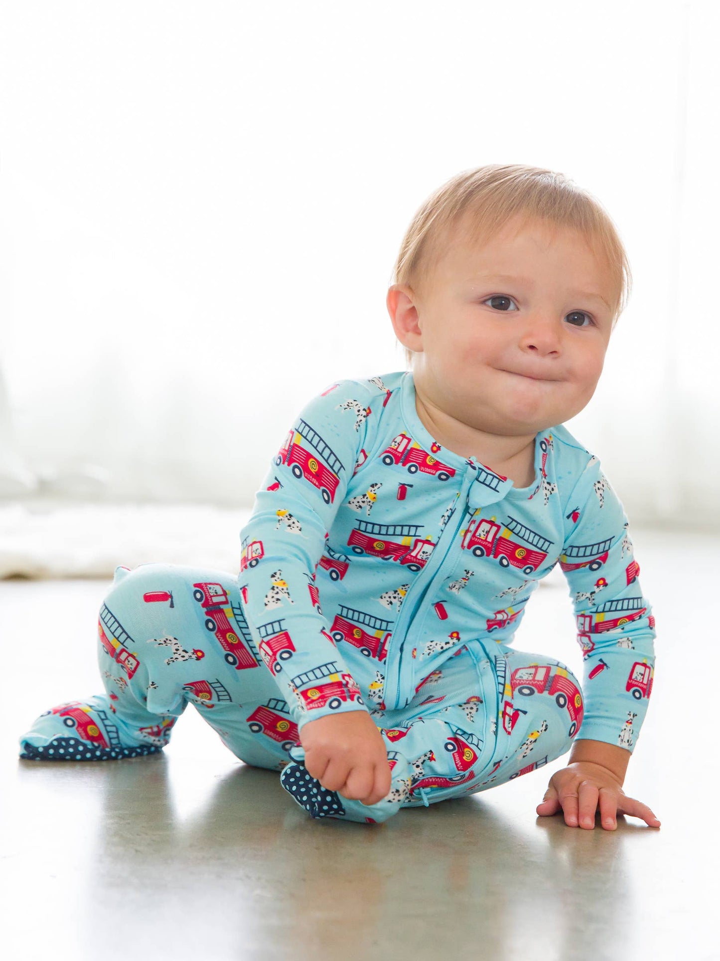RuffleButts + RuggedButts - Baby Boys Paws To The Rescue Bamboo Viscose Footed One Piece Pajama