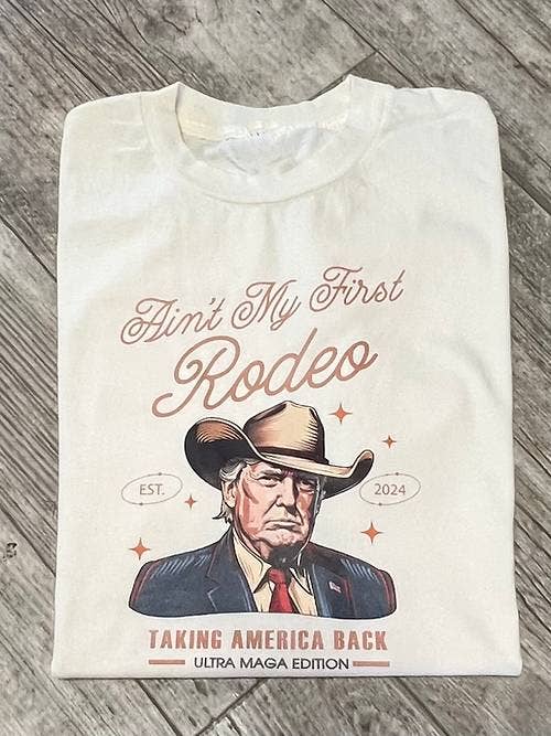 Ain't my first rodeo Cowboy Trump Graphic oversized tee