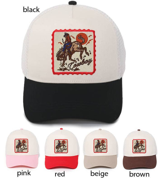 David And Young - Western COWBOY Embroidery Patch Two Tone Mesh Back Cap
