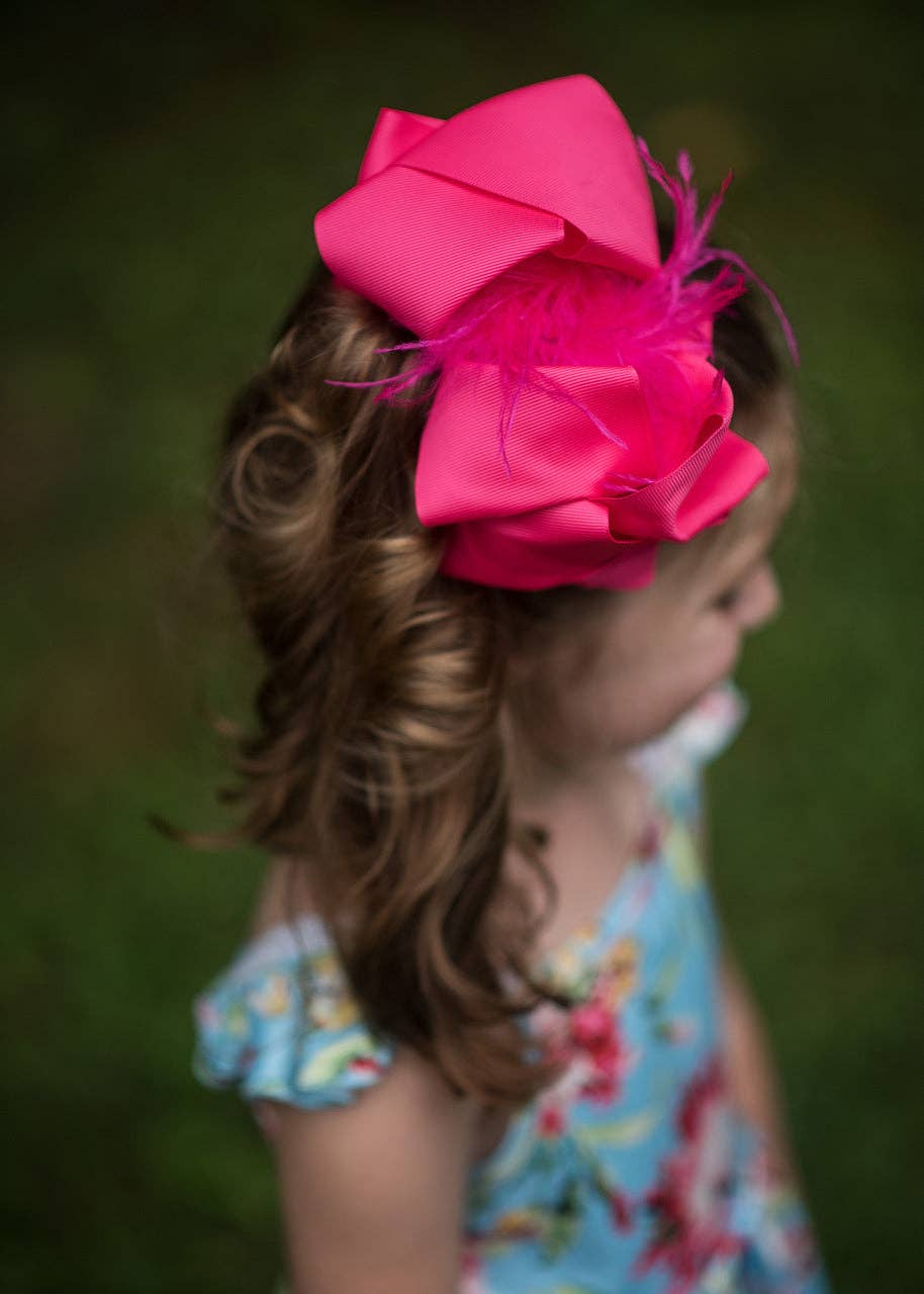 The Hair Bow Company - Texas Size Ostrich Puff Looped Knot Hair Bow: French Pink