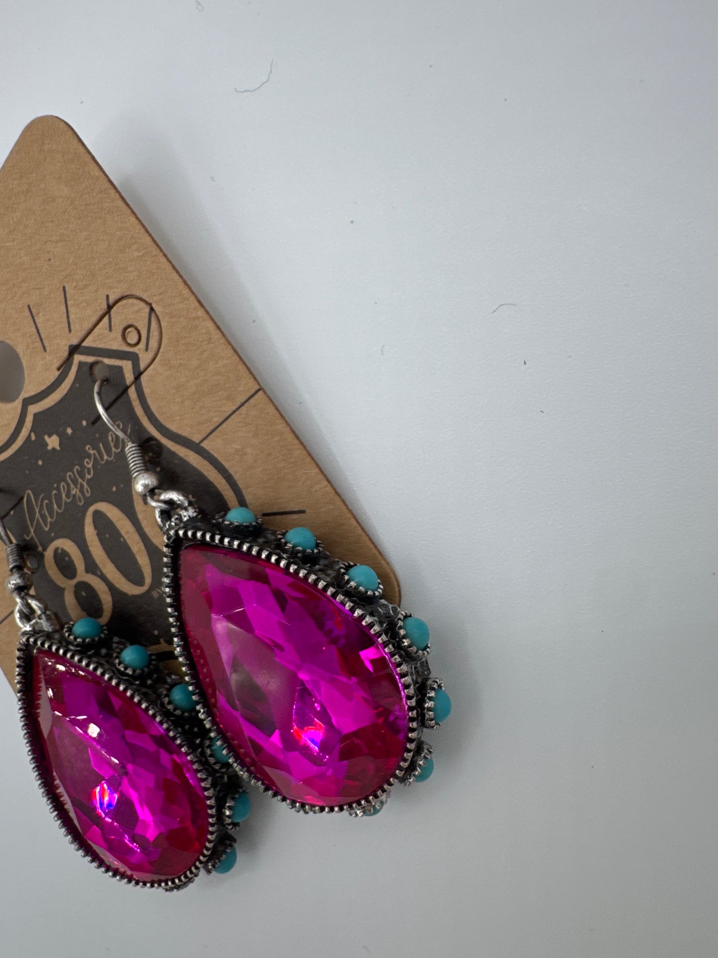 Rhinestone teardrop bead, studded earring