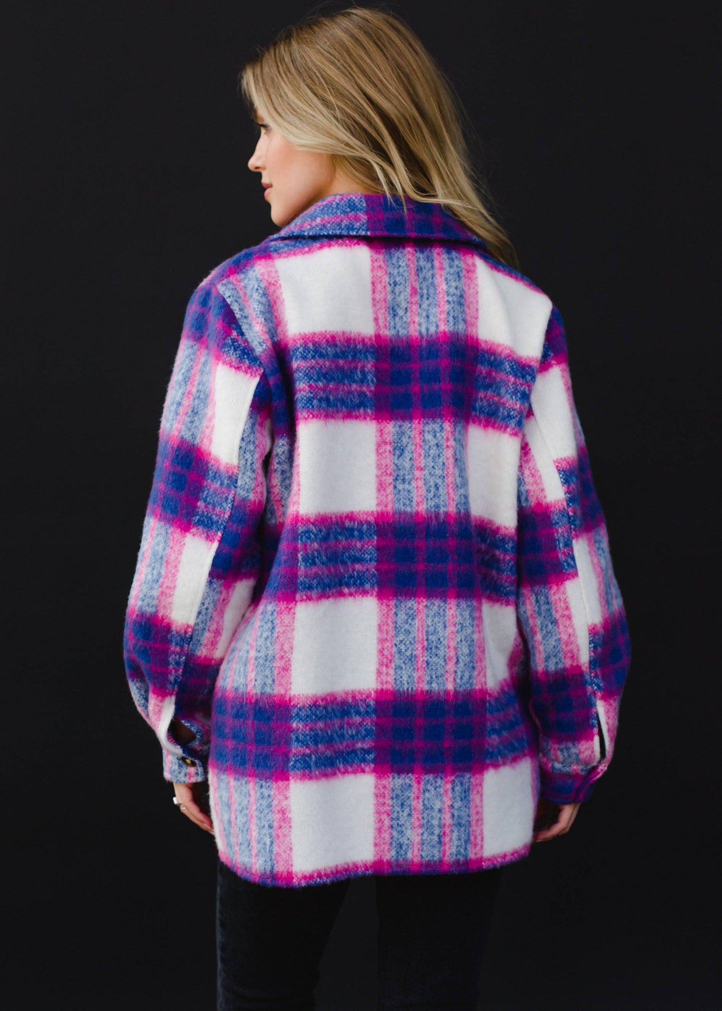 Blue, Pink & White Plaid Jacket