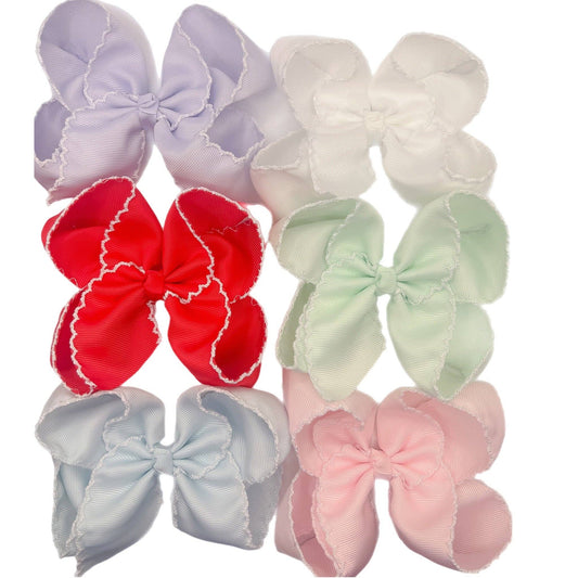 Just For Fun Threads - Jumbo Fun Solid Moonstitch Hair Bows (7in): Light purple