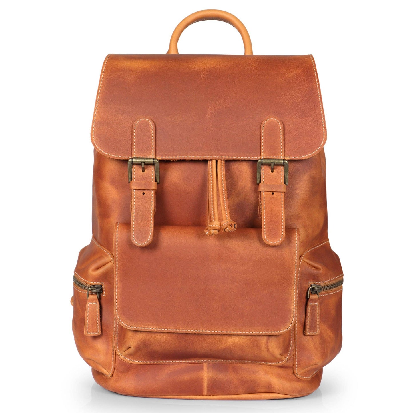 Londo - MegaGear Valley Handcrafted Top Grain Leather Backpack: Camel