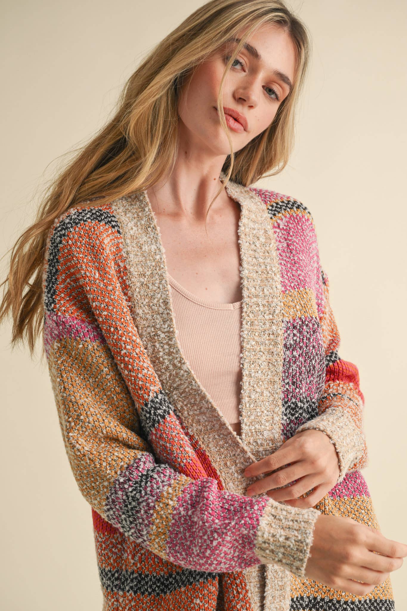 &MERCI - OVERSIZED COLOR BLOCK CARDIGAN MSW10038