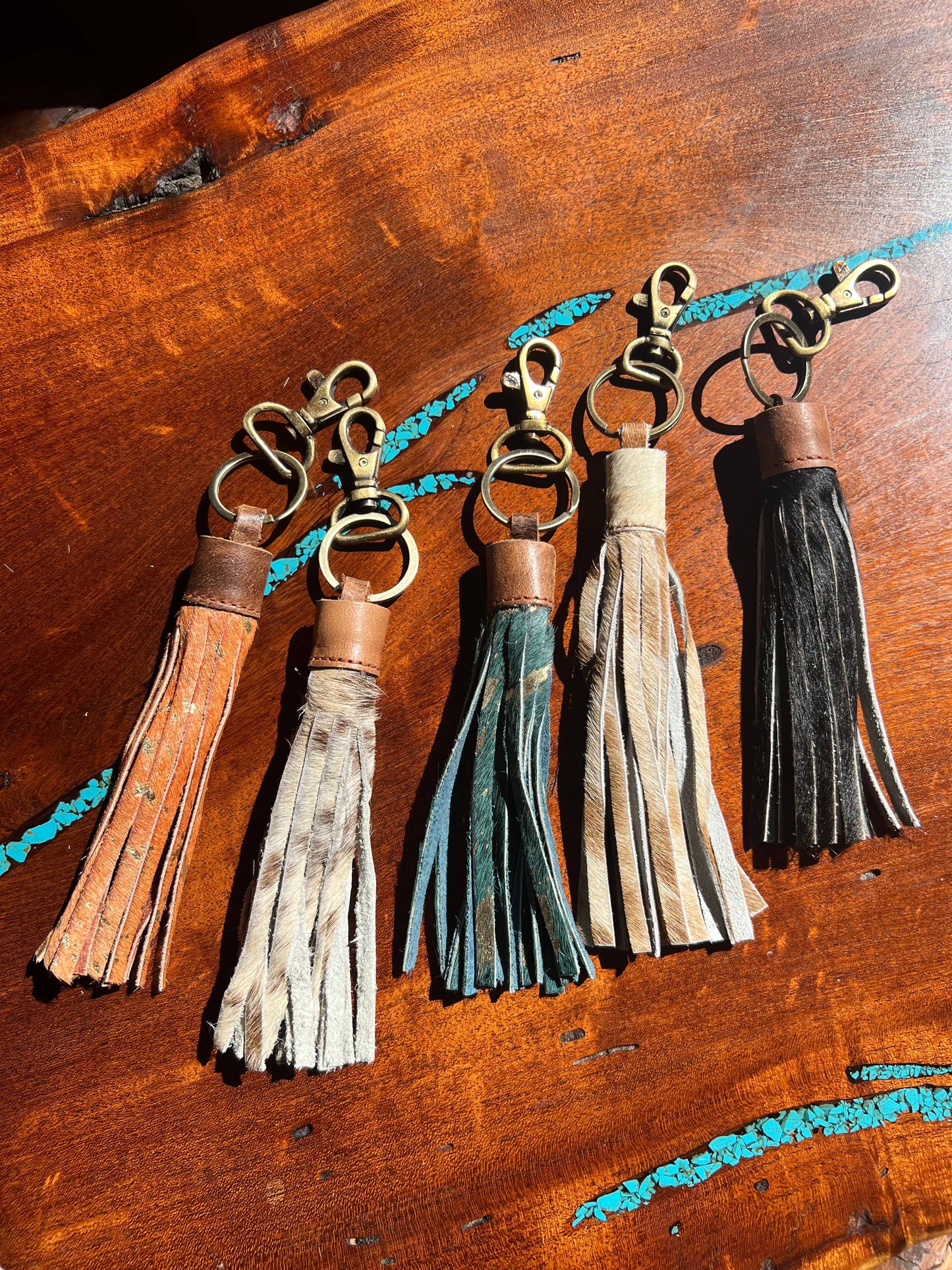 Equipage - Cowhide Leather Tassel Fringe Keychain Western: Natural Cowhide