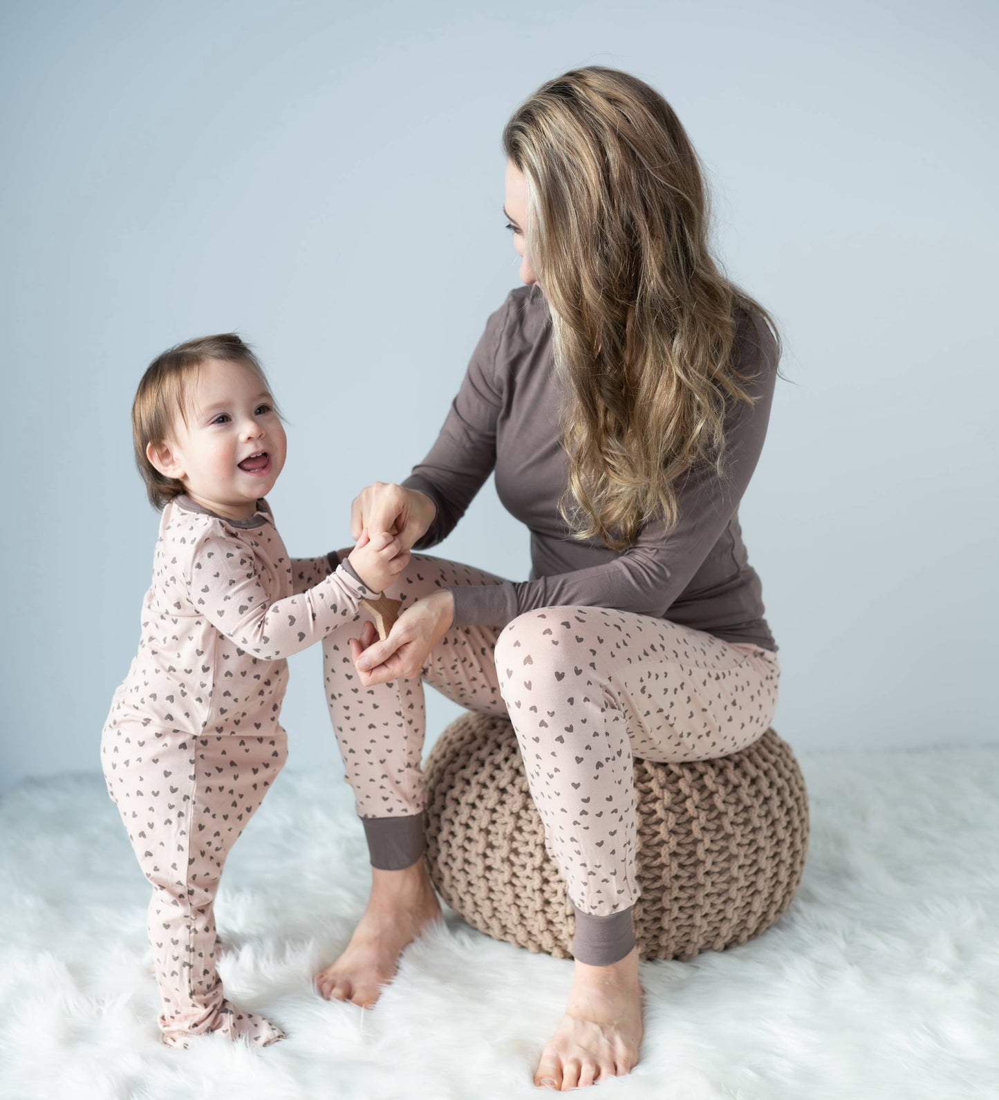 Women's Bamboo Long Sleeve Fitted Pajama Set: L / Prairie/Sleepy Sloth Print