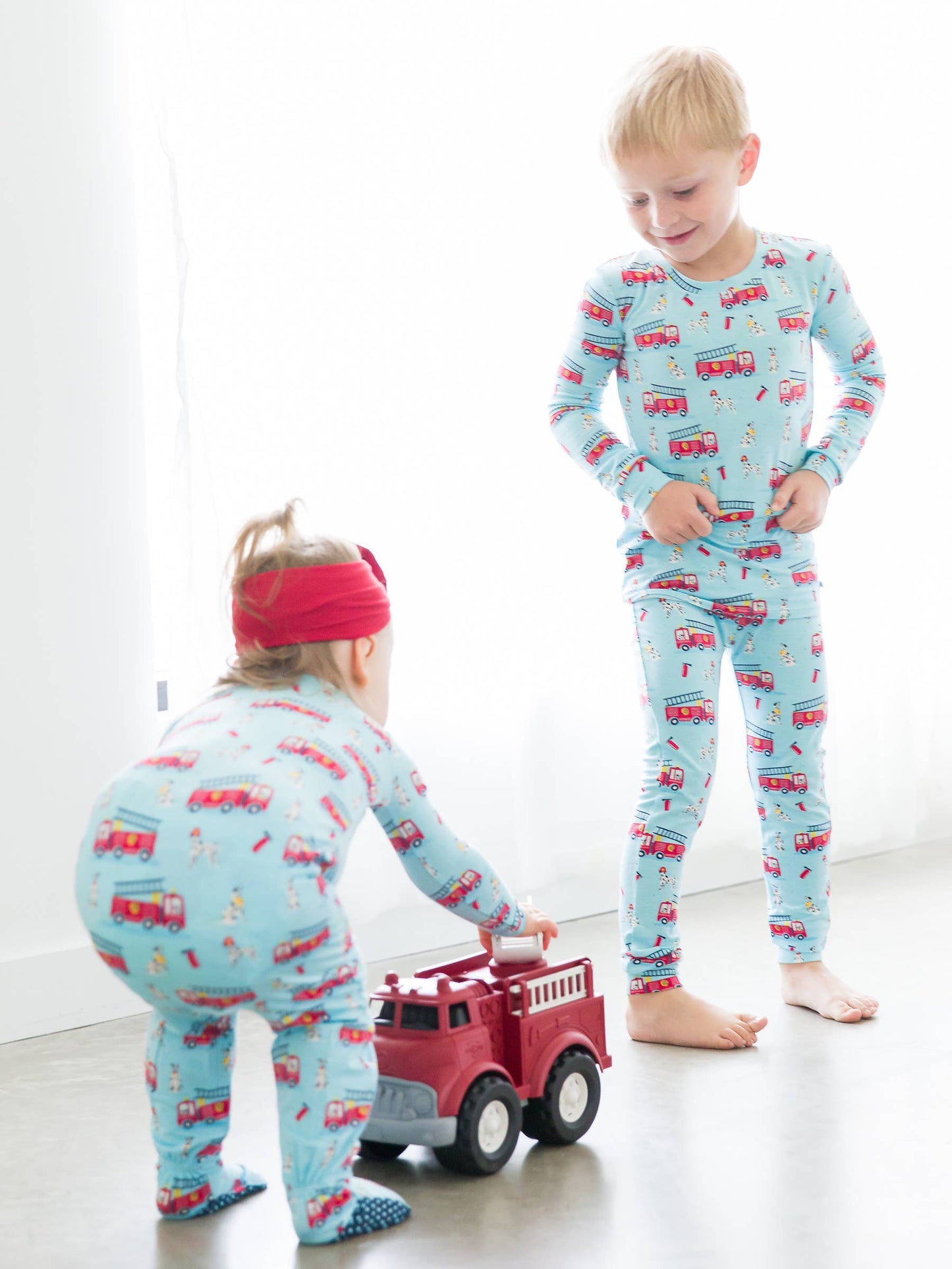 RuffleButts + RuggedButts - Baby Boys Paws To The Rescue Bamboo Viscose Footed One Piece Pajama
