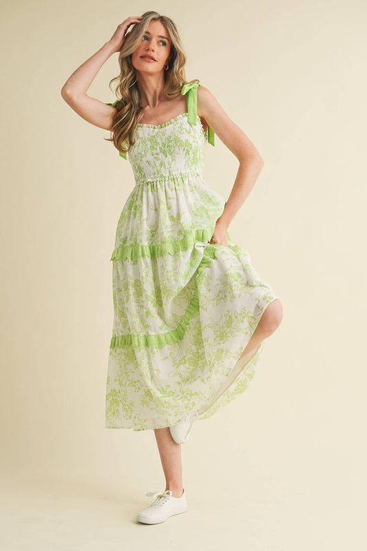 &MERCI - EXCLUSIVE PRINT FLORAL TIERED SCALLOP TRIM DRESS MDR4083