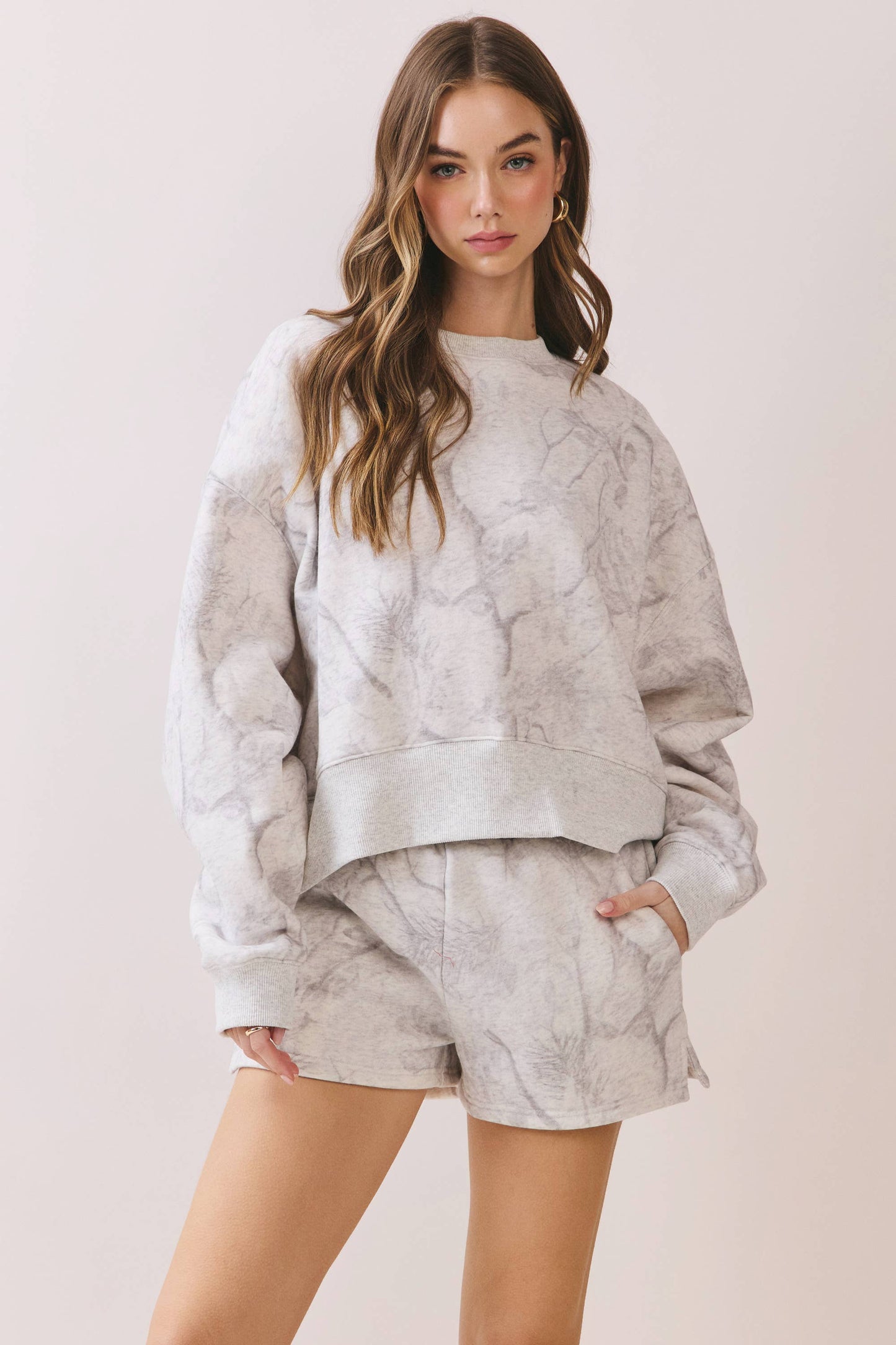TCEC - CT9245-Camouflage Print Dropped Shoulders Sweatshirt