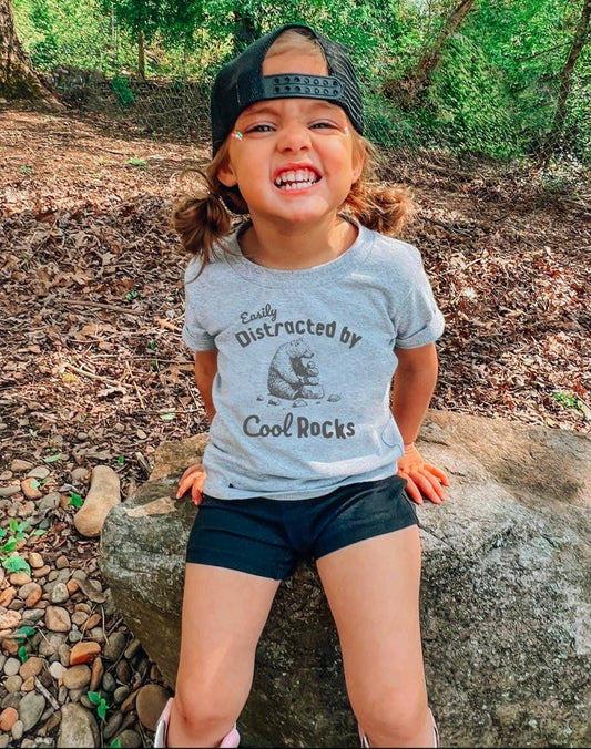 Red Stone Rebel Clothing Co. - Easily Distracted by Cool Rocks Kid's Tee