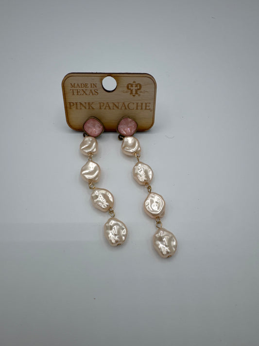 Pink coin, pearl earring, Austrian crystal