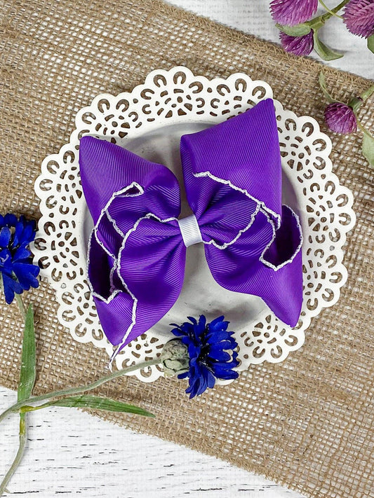 The Hair Bow Company - Purple with White Moonstitch Hair Bow