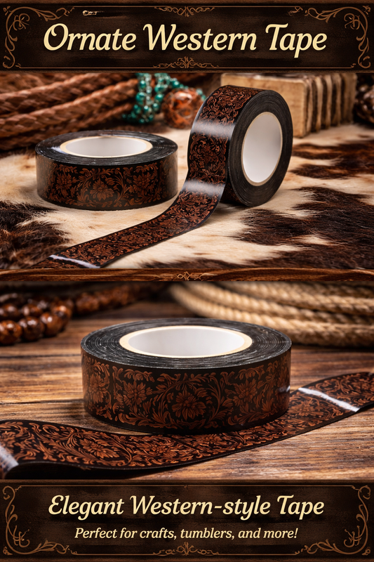 Western Linens - Floral tooled leather print tape 