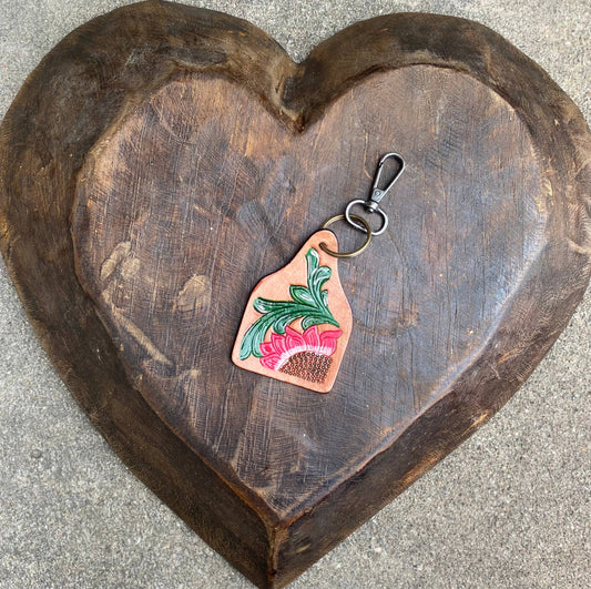 Western Linens - Fuscia Flower Keychain