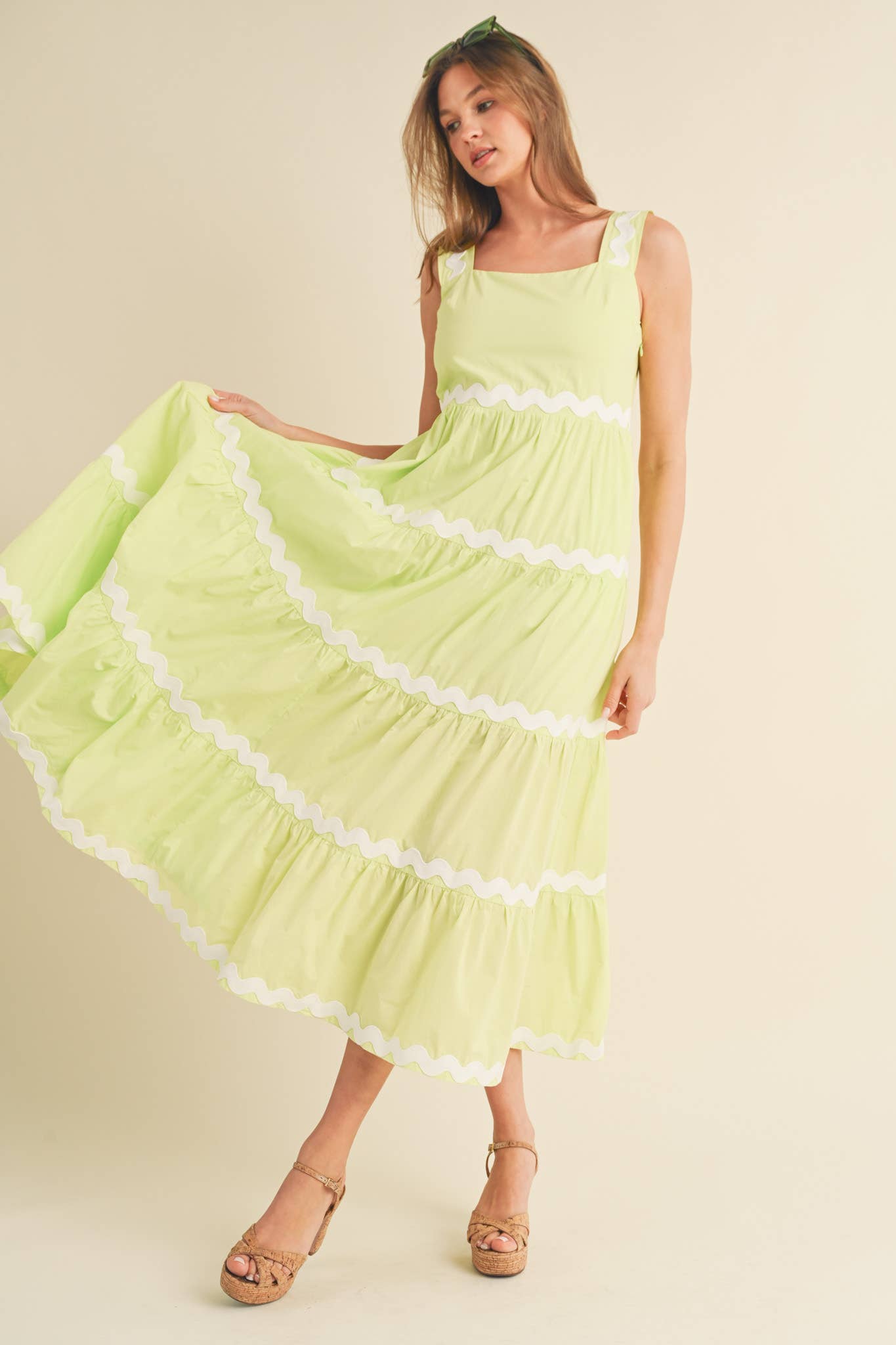 &MERCI - TIERED RIC RAC TRIM MIDI DRESS MDR3074
