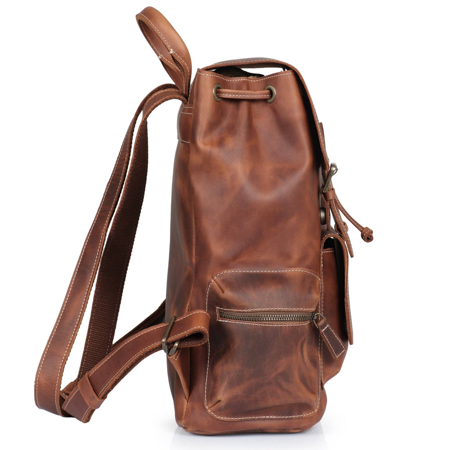 Londo - MegaGear Valley Handcrafted Top Grain Leather Backpack: Camel