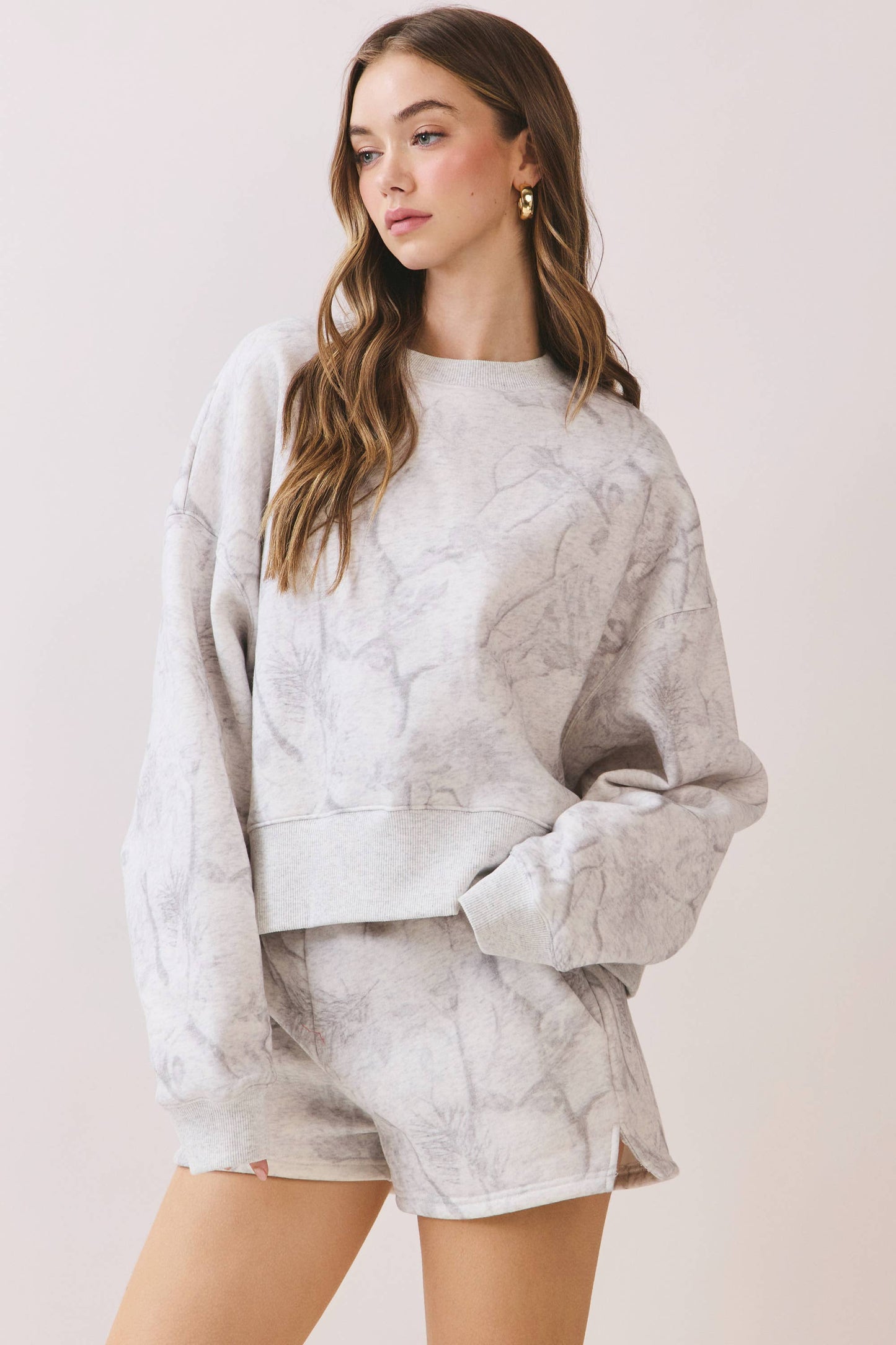 TCEC - CT9245-Camouflage Print Dropped Shoulders Sweatshirt