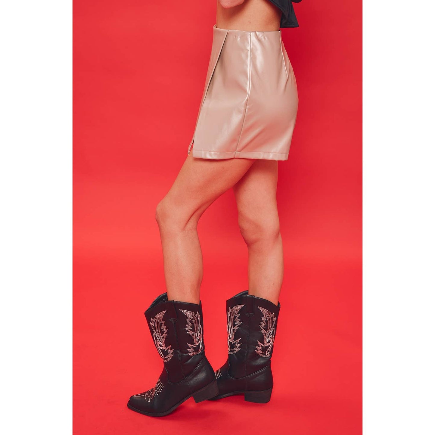 idem ditto - EDGY WESTERN WRAP LEATHER SKORT